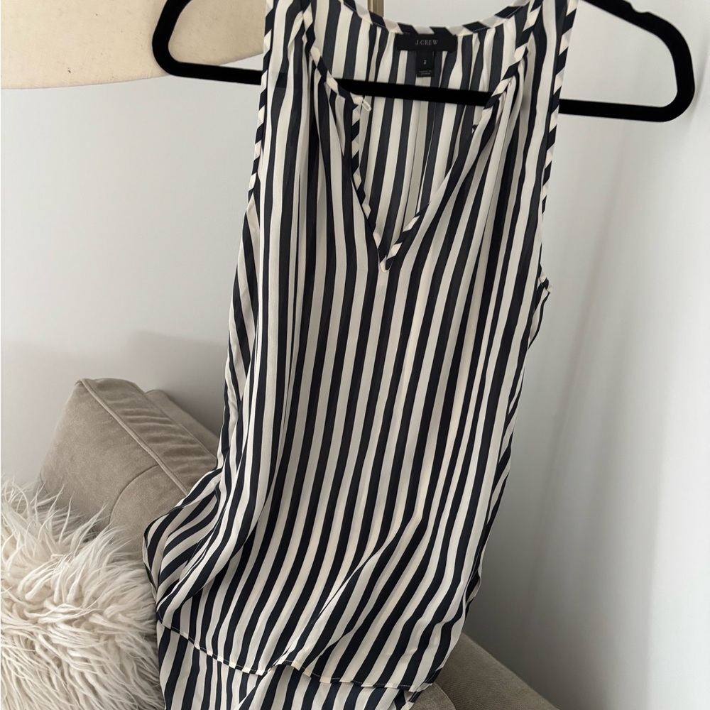 J. Crew Blue and White Sleeveless Tank Top